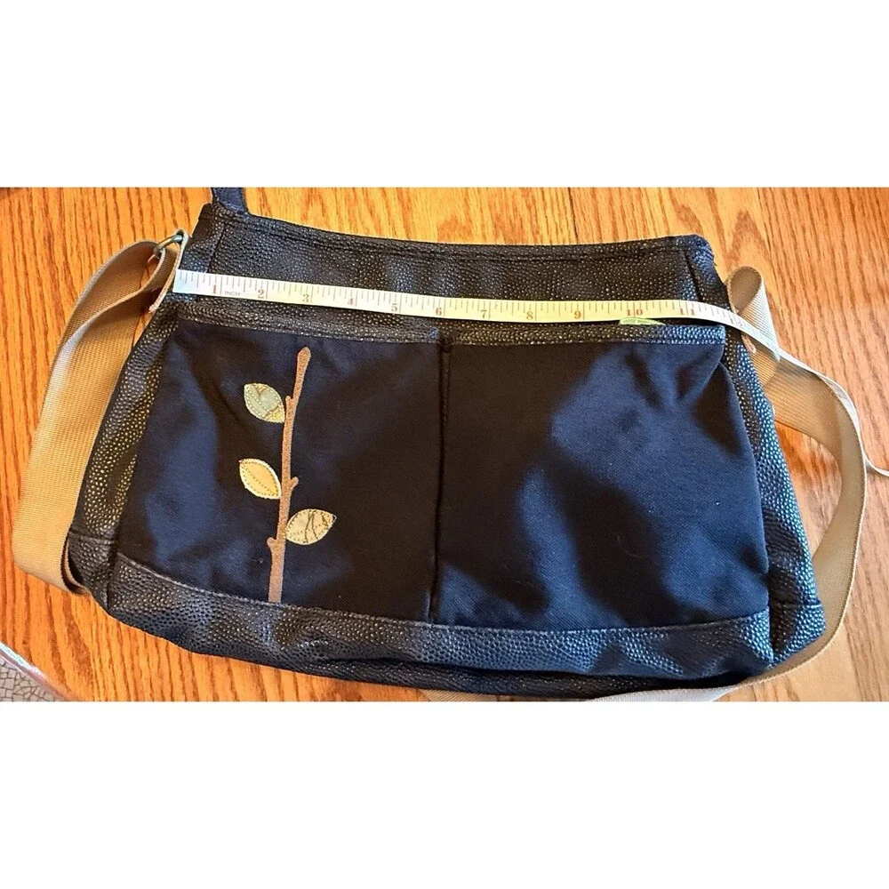 Haiku To Go Shoulder Bag Crossbody EUC Pebbled Leather Black Green